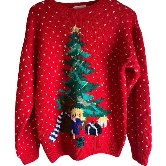 Vintage Deans Of Scotland Wool Christmas Sweater Womens Size Large - Picture 1 of 5